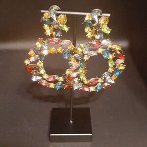 New Colorful Statement Rhinestone Drop Earrings Women's New‎
